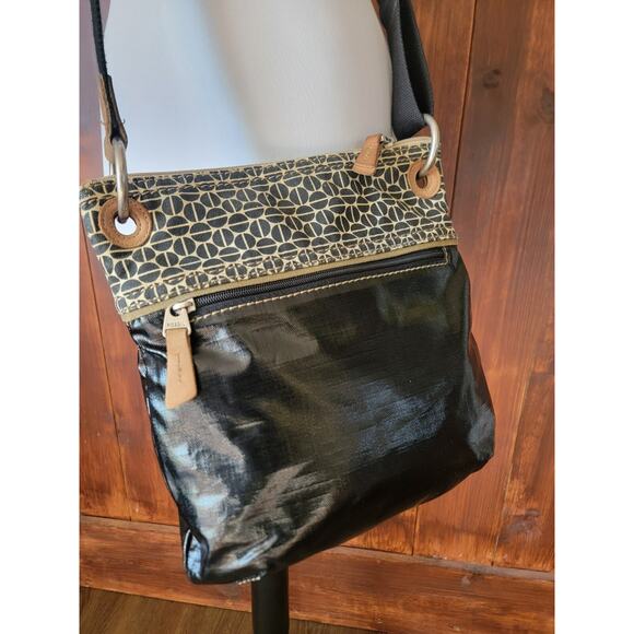 Fossil Key●Per Crossbody Purse Dot Canvas Faux Leather Y2K 2000 Adjustable Strap - Picture 11 of 16